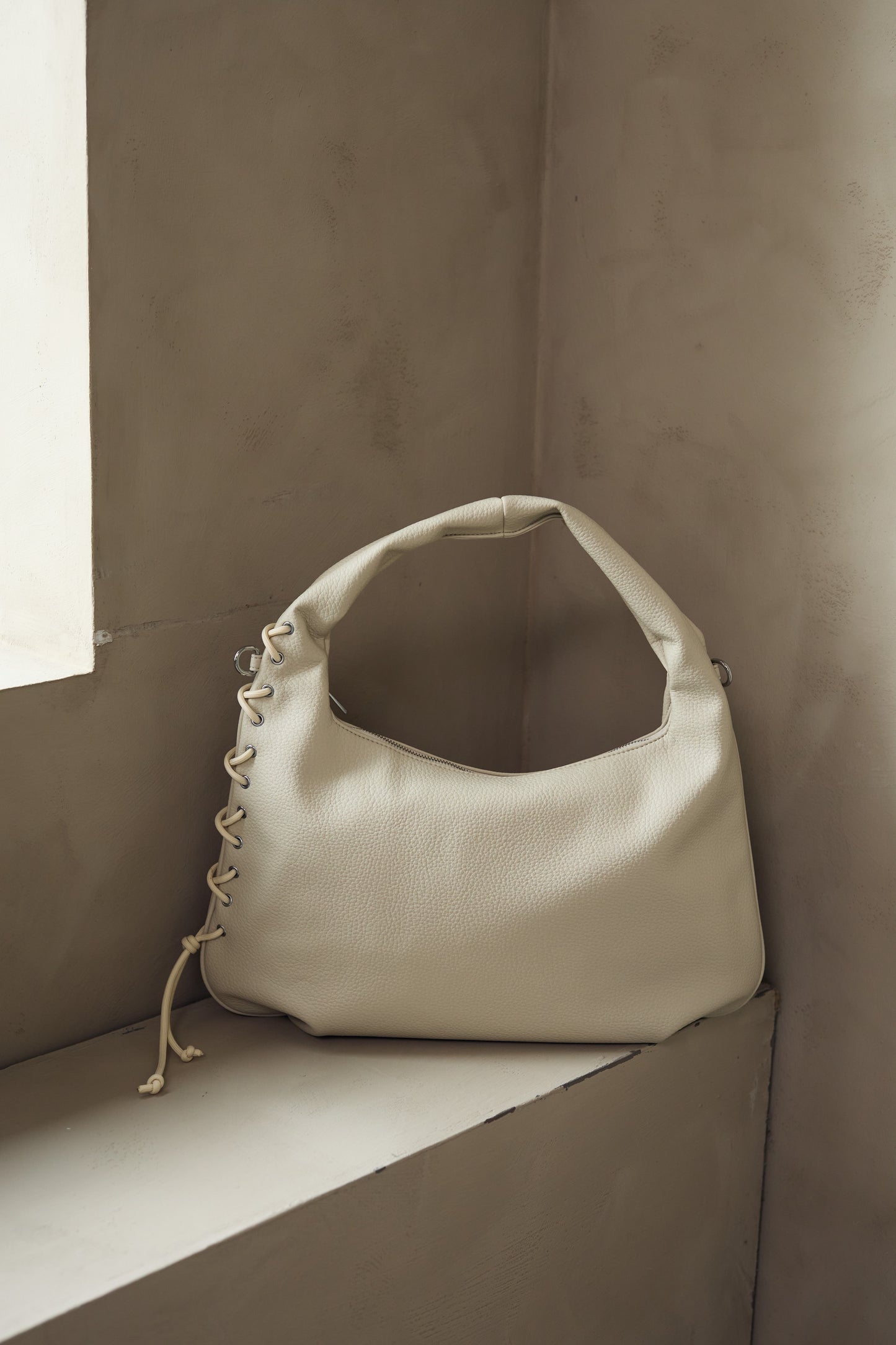 Noella Peony Hobo String Bag Ivory