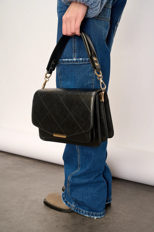 Noella Blanca Multi Compartment Bag Black Leather Look