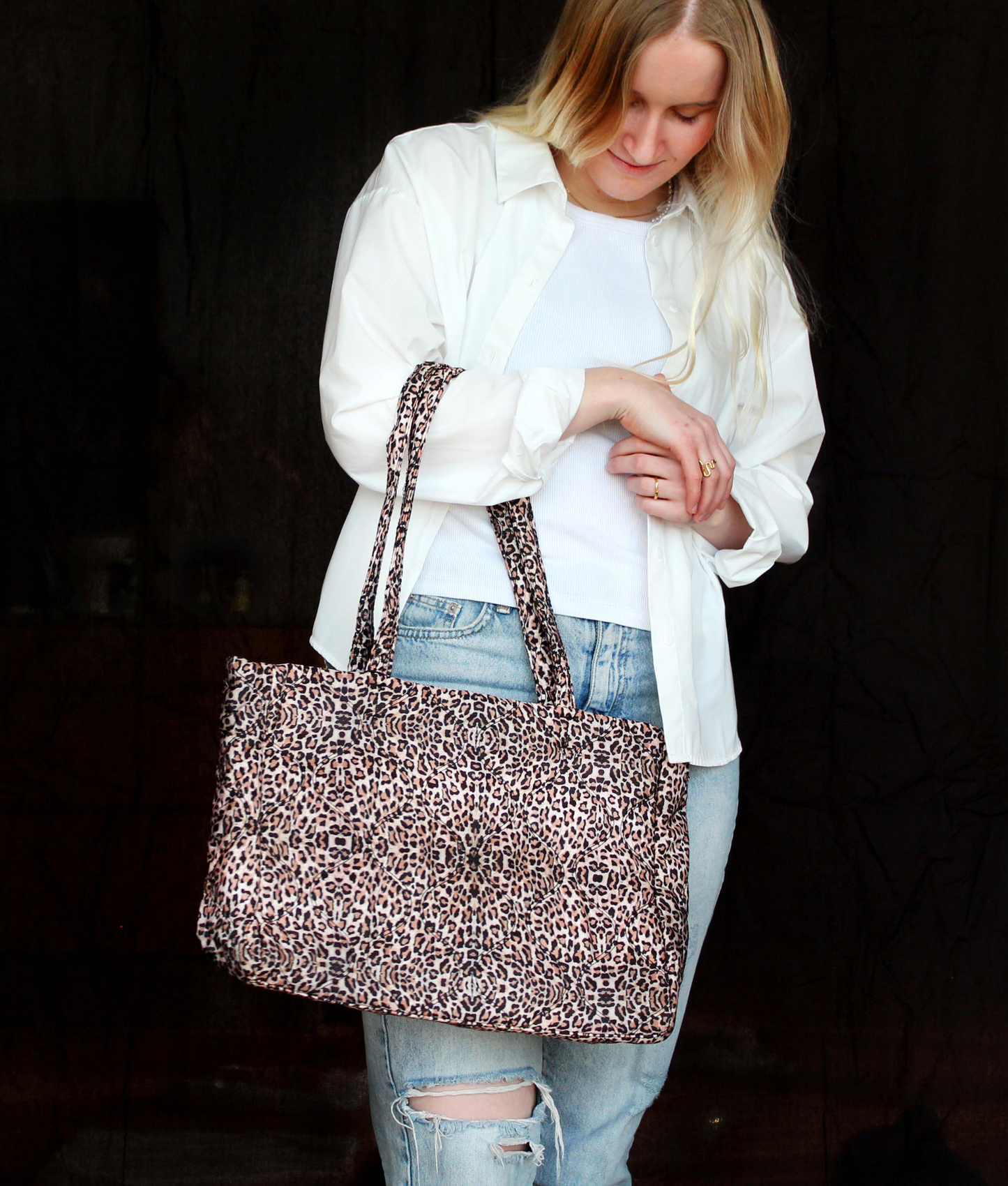 Sam Quilted Tote Bag - Skuldertaske - Leopard