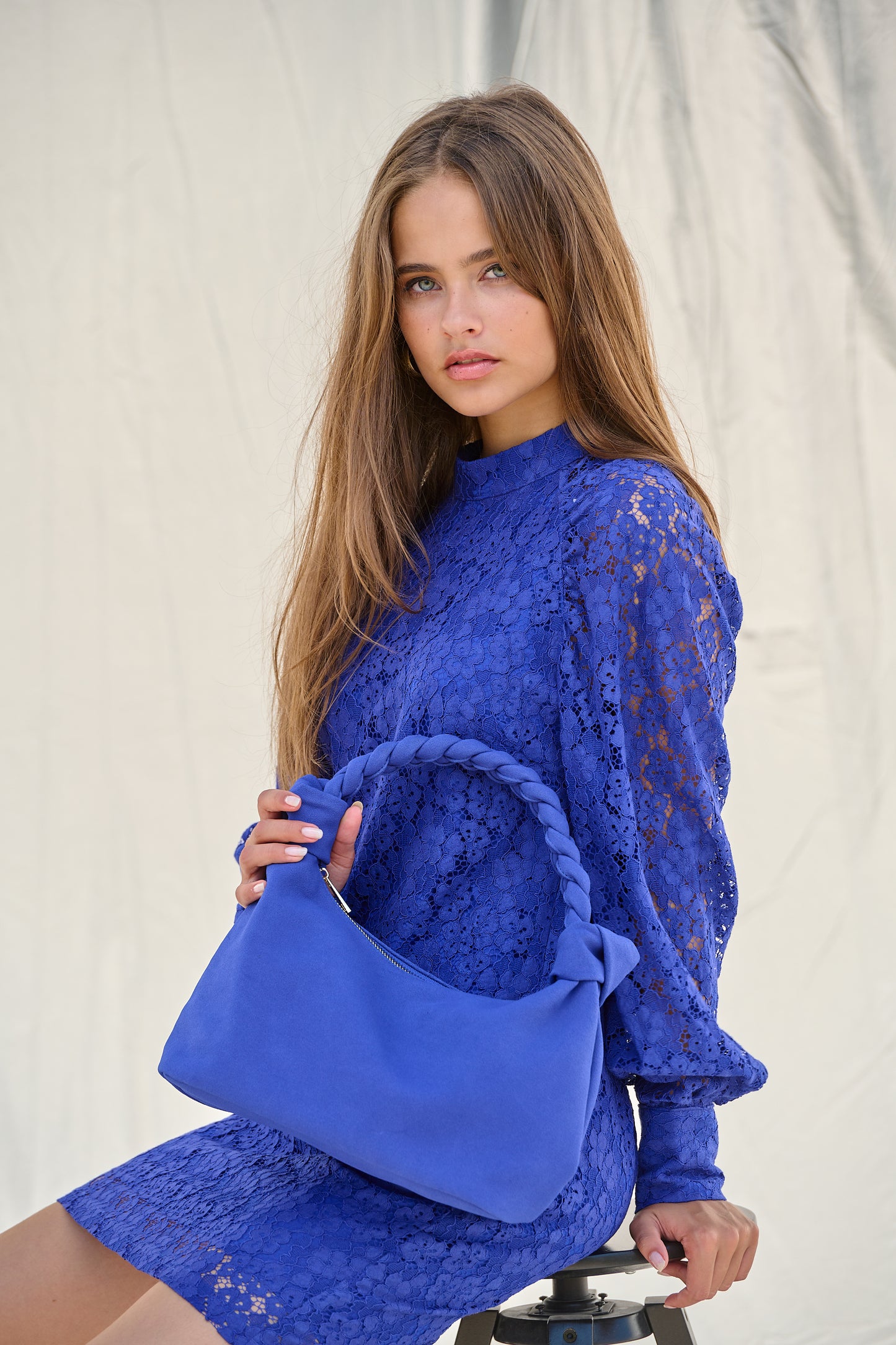 Noella - Olivia Braided Handle Bag Royal Blue