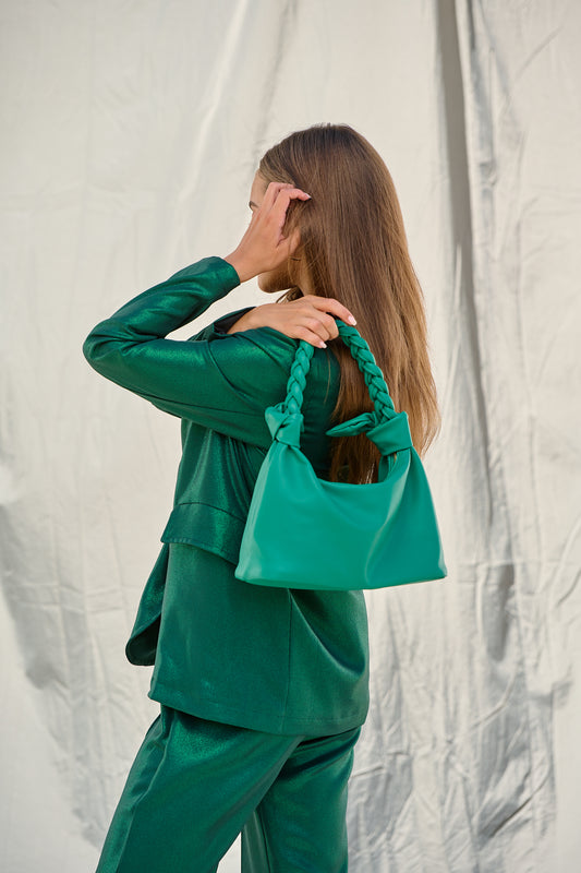 Noella - Olivia Braided Handle Bag Grøn